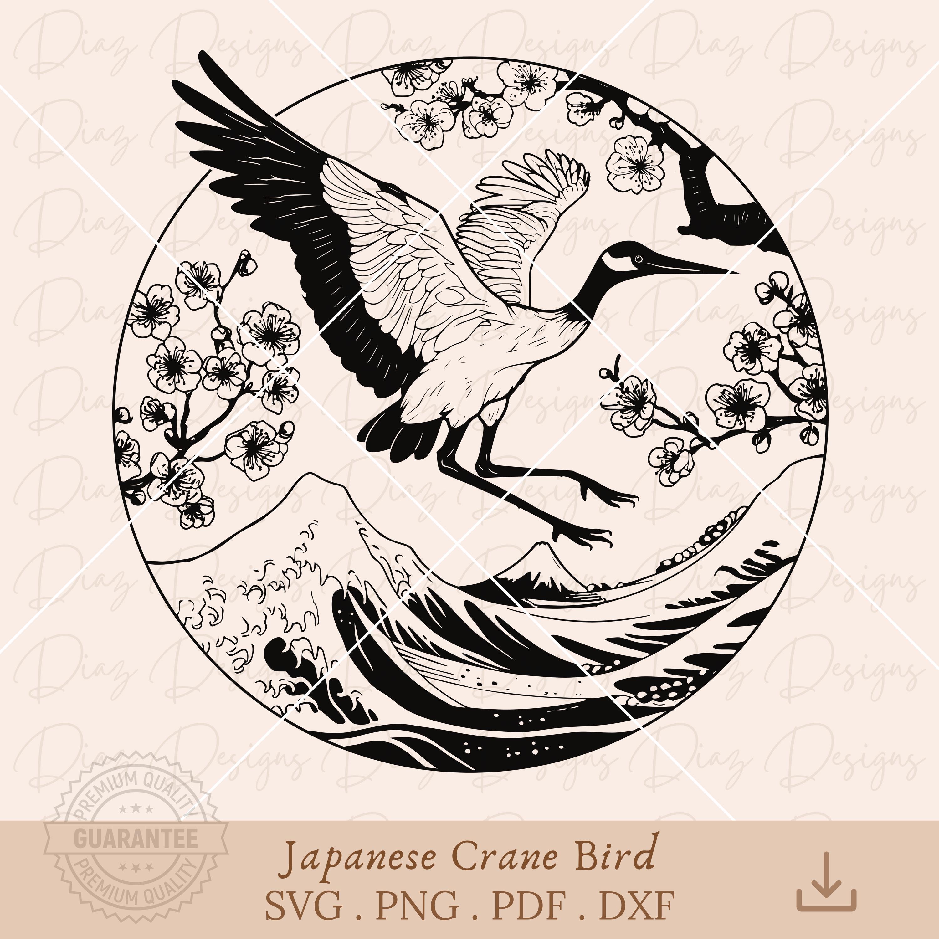 日本の鶴の SVG、鶴の鳥のベクター、鶴の鳥のクリップアート、日本の鳥