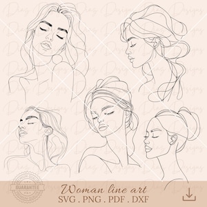 Puede incluir: Conjunto de cuatro ilustraciones de rostros de mujeres en arte lineal. Cada ilustración presenta un peinado y una expresión diferentes. Las ilustraciones son en blanco y negro y tienen un estilo minimalista.