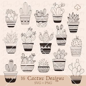 Plantes de cactus svg, cactus clipart, plantes de cactus png, cactus pot clipart, fichier de découpe de cactus, dessin de cactus cricut, png botanique.