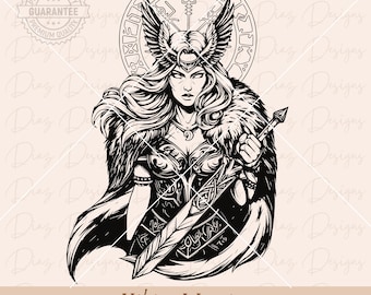 Viking woman warrior svg, valkyrie svg, valkyrie png, freya design, norse mythology svg, viking cricut, celtic warrior png, viking cricut.