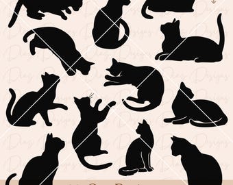 Cat silhouette svg, cat head png, cat bundle svg, cat outline svg, cat lovers clipart, black cat cricut, cat silhouette vector, cat cut file