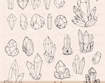 Puede incluir: Un conjunto de 24 diseños de cristales en blanco y negro. Los diseños son simples y geométricos, y serían perfectos para usar en proyectos de manualidades, scrapbooking o diseño digital.