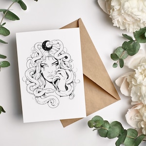 Medusa svg file, medusa png, medusa tattoo svg, medusa vector, greek mythology svg, medusa head clipart, greek goddess svg, snake head png. image 6