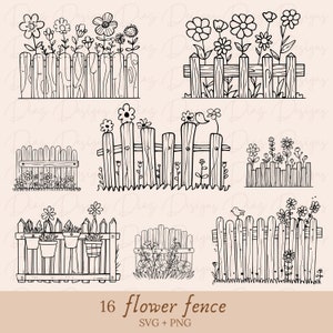 Valla jardin flores svg, valla plantas jardin vector, valla floral png, valla botanica clipart, valla hojas jardin cricut, valla huerto svg