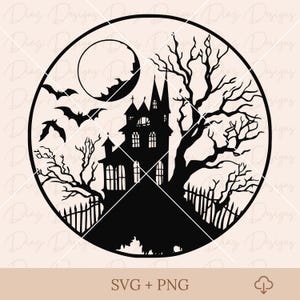 Halloween haunted house svg, haunted mansion svg, halloween scene clipart, scary house vector, halloween town cricut, witch house cut file.