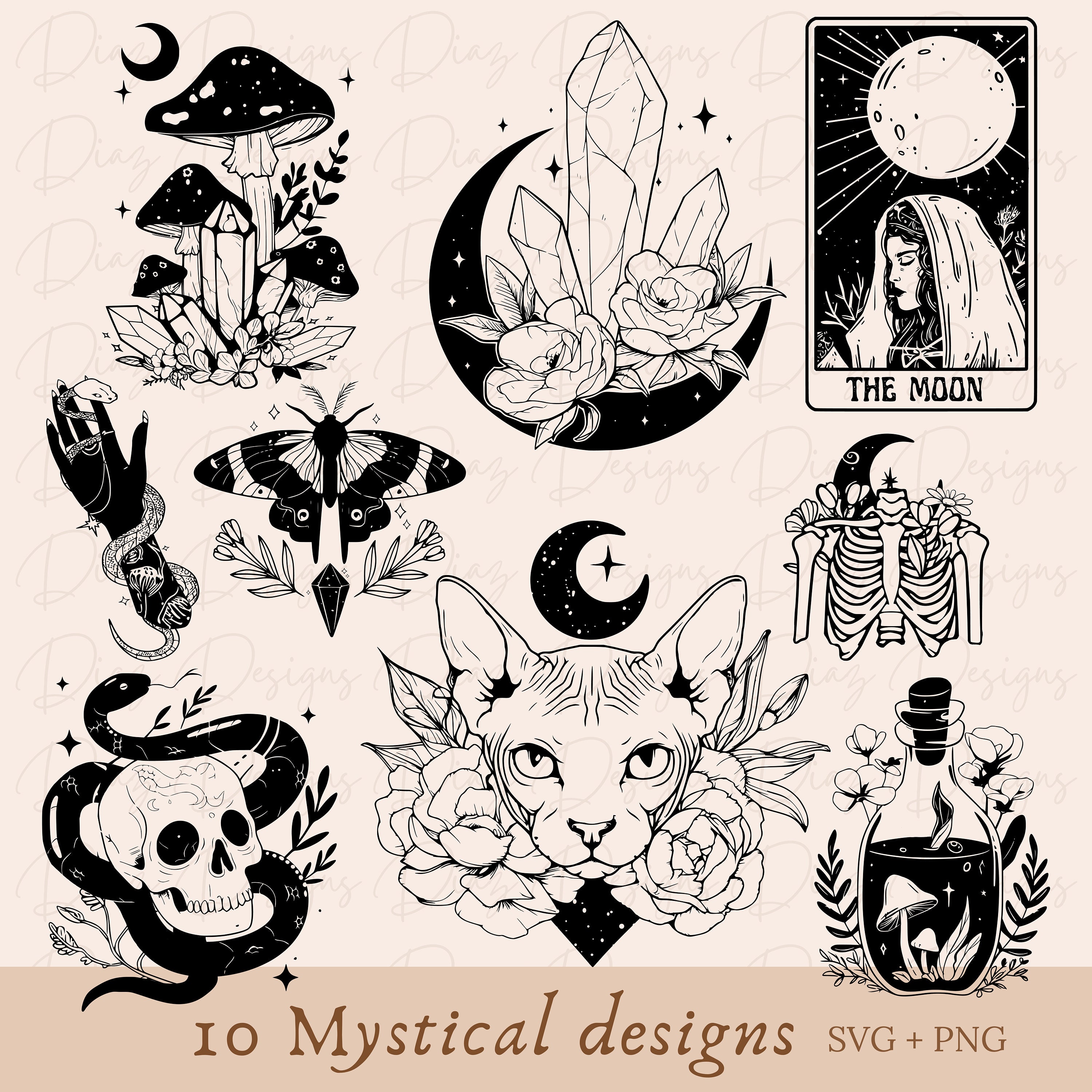 Mystical Svg Bundle , Witchcraft Bundle Svg, Witchy Svg, Cat Moon Svg ...