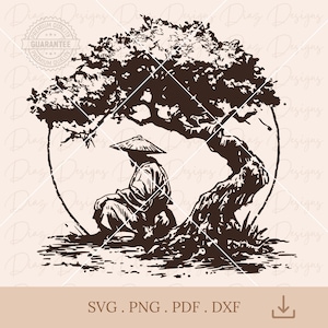Japanese design svg, japanese theme clipart, samurai cut file, japanese warrior png, ronin bushido svg, sakura tree svg, katana sword cricut