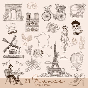 France svg, france paris clipart, fichier de découpe france, marseille svg, tour eiffel svg, cathédrale notre dame png, vecteur de vin bordeaux