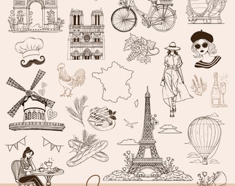 France svg, paris png, paris clipart, eiffel tower svg, france clipart, eiffel tower clipart, notre dame svg, parisian clipart, travel svg