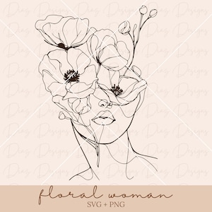 Mohnblume Frau SVG, Frau Clipart Schnittdatei, Frau Strichzeichnung SVG, Mohnblumen SVG, Blumenmädchen SVG, Frau Linie Kunst png.