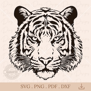 Tiger face svg, tiger head svg, tiger face cut file, tiger face cricut, tiger clipart, wild tiger png, tiger vector, tiger animal cricut.