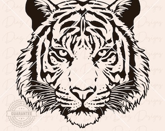 Tiger face svg, tiger head svg, tiger face cut file, tiger face cricut, tiger clipart, wild tiger png, tiger vector, tiger animal cricut.