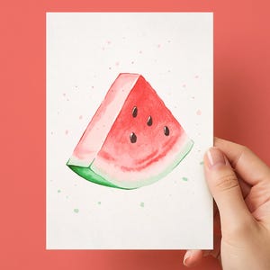 Watermelon Greeting Card | A6 Summer Postcard | Hand-Painted Fruit Illustration
