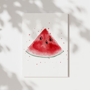 Carte Pastèque | Carte postale été | Pastèque aquarelle | Fruits de carte de voeux | Pastèque