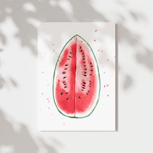 Carte Pastèque | Carte postale été | Pastèque aquarelle | Fruits de carte de voeux | Pastèque