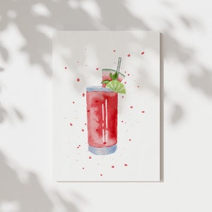 Carte Pastèque | Carte postale été | Pastèque aquarelle | Fruits de carte de voeux | Pastèque