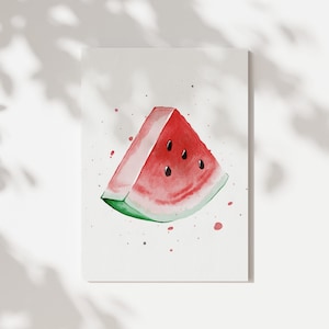 Carte Pastèque | Carte postale été | Pastèque aquarelle | Fruits de carte de voeux | Pastèque
