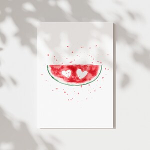 Carte Pastèque | Carte postale été | Pastèque aquarelle | Fruits de carte de voeux | Pastèque