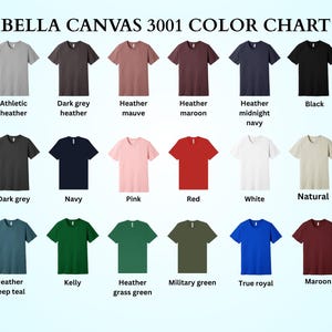 a color chart for a t - shirt with the names of different colors