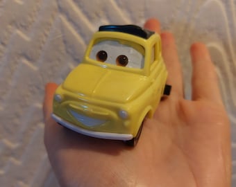 Disney Pixar CARS toy Luigi Yellow Fiat 95 figure cute small gift under 10 birthday gift cake topper car