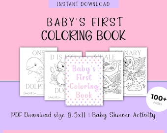 Baby's First Coloring Book , ABC Book Baby Shower Game, Baby Shower Coloring Pages, Alphabet Coloring, Baby Shower Activity, Coloring Pages