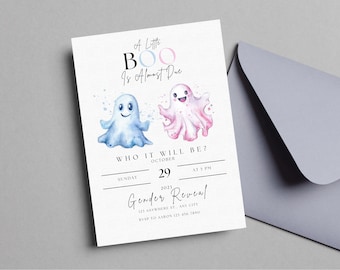 Ghost Gender Reveal Invite | Boy Or Girl Gender Invite | Halloween Gender Reveal | Minimalist Gender Reveal Invitation | A Little Boo Is Due