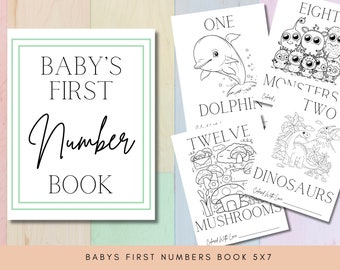 Baby&#39;s First Number Book Baby Shower Game, 5x7 Coloring Baby Shower Game, Counting Coloring Book, Baby Shower Activity, Guest Book Idea