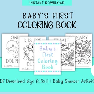 Baby&#39;s First Coloring Book , ABC Book Baby Shower Game, Baby Shower Coloring Pages, Alphabet Coloring, Baby Shower Activity, Coloring Pages