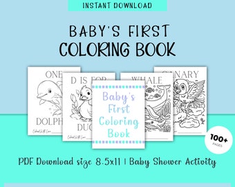 Baby's First Coloring Book , ABC Book Baby Shower Game, Baby Shower Coloring Pages, Alphabet Coloring, Baby Shower Activity, Coloring Pages