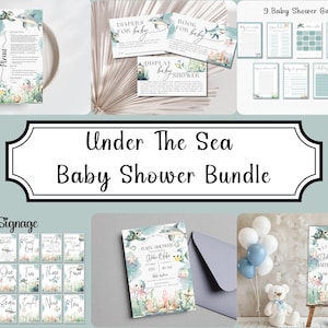 Under The Sea Baby Shower | Nautical Baby Shower Invite | Whale Baby Shower Invitation | Ocean Baby Shower Invite | Baby Shower Bundle