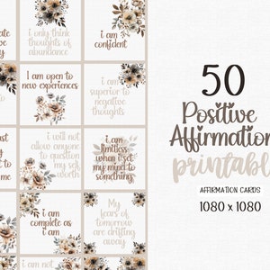 Cartes d'affirmation | Cartes de motivation | Imprimables pour les affirmations positives | Téléchargements numériques des affirmations | Cartes positives | Cartes bohèmes