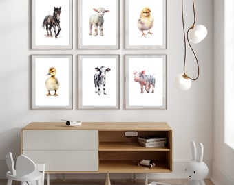 Farm Animal Nursery Wall Art | Farm Animals Nursery Decor | Gender Neutral Nursery Decor | Baby Farm Animals Decor | Farm Animals Print