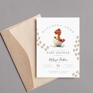 Dinosaur Baby Shower, Baby Shower Invite, Boy Dino Baby Shower, Boy Dinosaur Shower, Editable Invitation, Greenery Dinosaur, Babyshower