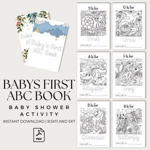 ABC Book Baby Shower Game, Baby Shower Coloring Pages, Alphabet Coloring Book, Baby Shower Activity, Alphabet Coloring, ABC Book, Keepsake