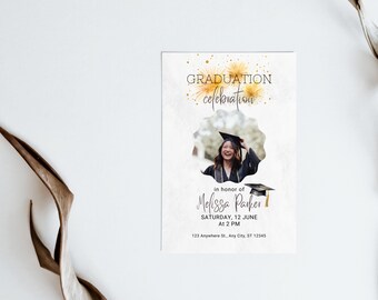 Graduation Party Invitation Template, Minimalist Graduation Announcement, Modern Graduation Party Invite, Photo Graduation Invite Download