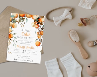 A Little Cutie Baby Shower Invitation | Two Little Cuties Baby Shower Invite | Citrus Baby Shower Invite | Orange Baby Shower Invite | Evite