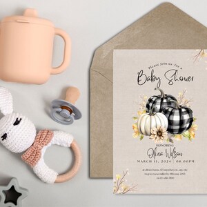 A Little Pumpkin Is On It&#39;s Way Baby Shower Invitation | Fall Baby Shower | Editable Invite Template | Neutral Fall Baby Shower Invitation