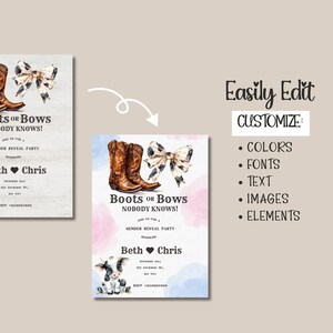 Boots Or Bows Gender Reveal Invite | Cowgirl Or Cowboy Gender Reveal Invitation | Boy Or Girl Wild West Gender Invite | Western Party Theme image 5