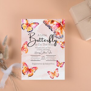 Pink Butterfly Baby Shower Invitation | Baby Girl Baby Shower | Spring Baby Shower | Invitation Template | Butterfly Baby Shower Invitation