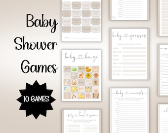 Lot de jeux pour baby shower, jeux de baby shower minimalistes, pack de jeux de baby shower modernes, bingo bébé, jeux de baby shower à téléchargement immédiat, douche