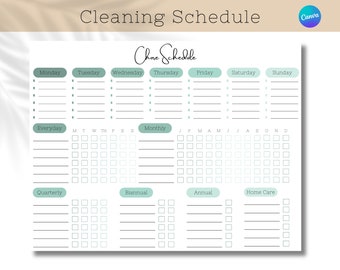 Editable Cleaning Planner | Digital Download Pdf | Household Chores Chart | Cleaning Checklist | Adhd Cleaning Planner | Yearly Planner