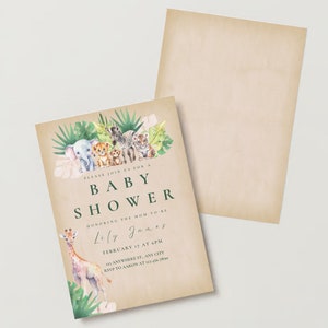 Safari Baby Shower Invitation | Baby Animals Baby Shower Invite | Jungle Baby Shower | Digital Invitation | Editable Invitation | Wild One