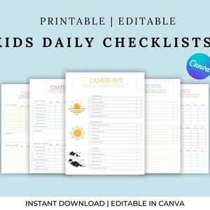 Cuadro de recompensas / Cuadro de responsabilidades / Lista de verificación diaria editable para niños / Plantilla de Canva editable / Lista de tareas pendientes / Cuadro de tareas editable