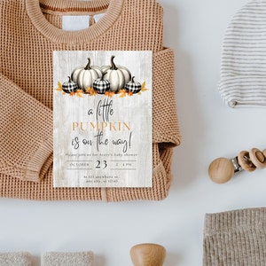 A Little Pumpkin Is On It&#39;s Way Baby Shower Invitation | Fall Baby Shower | Editable Invite Template | A Little Pumpkin Is On The Way
