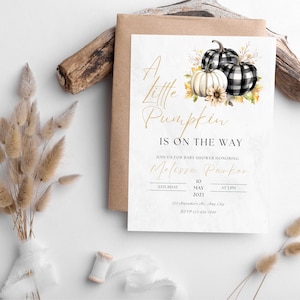 A Little Pumpkin Is On It&#39;s Way Baby Shower Invitation | Fall Baby Shower | Editable Invite Template | Neutral Fall Baby Shower Invitation