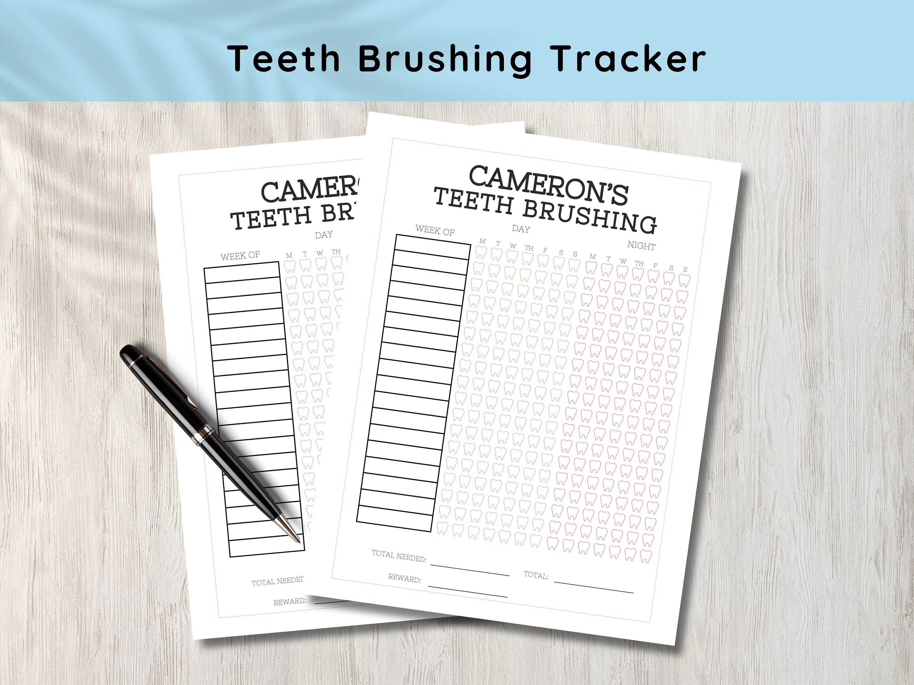 Teeth Brushing Reward Chart | Brush Teeth Routine | Responsibilities ...