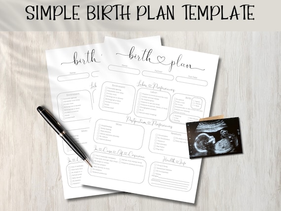 Natural Birth Plan | Birth Preferences | Birth Plan Editable | Birth Plan Template | Birth Doula | Printable Birthing Plan | Canva Template