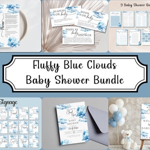 Editable Blue Cloud Baby Shower | Text Invite | Boy Baby Shower Bundle | Editable Baby Shower Invite | Cloud Nine Invite | Blue Baby Shower