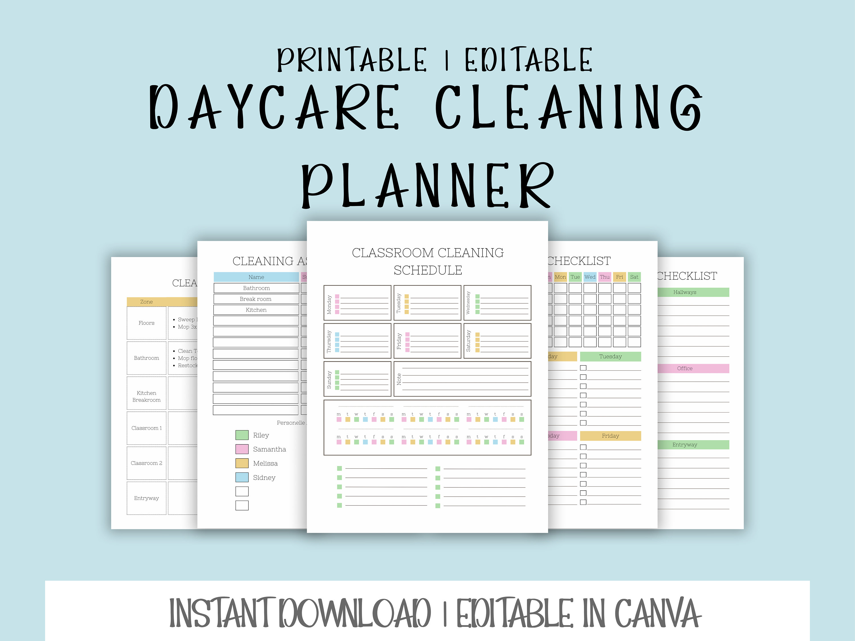 Daycare Cleaning Checklist | Daycare Cleaning Schedule | Childcare Cleaning Checklist | Printable Daycare Forms | Home Daycare