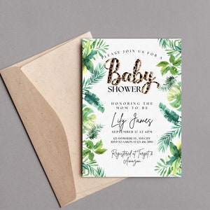Jungle Baby Shower Invitation | A Little Wild One Baby Shower Invitation | Jungle Baby Shower Invite | Safari Baby Shower Invitation